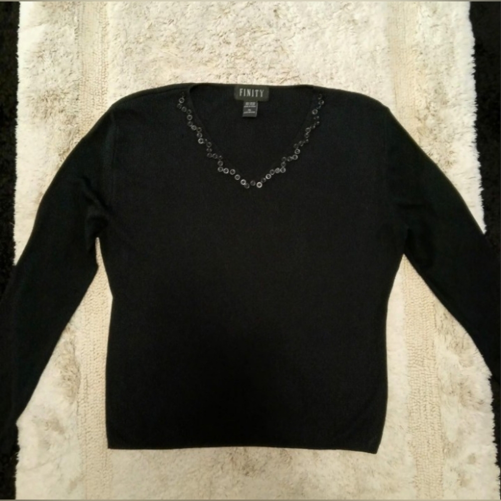 Finity Black V-Neck Sweater